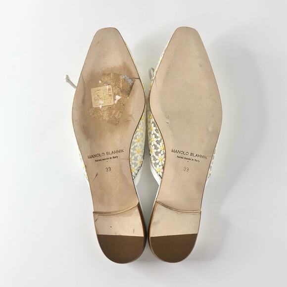 Manolo Blahnik Ballerimu Lace Daisy Floral Mule Slip On Flats 39 - Picture 5 of 7